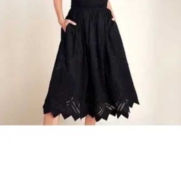 Anthropologie Midi Dress "Luiza" Black Cotton w/Spaghetti straps/Strapless Sz 8 - Picture 3 of 15
